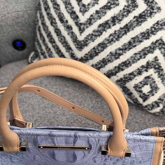 Brahmin Gray and Tan Croc-Embossed Satchel - Picture 4 of 14